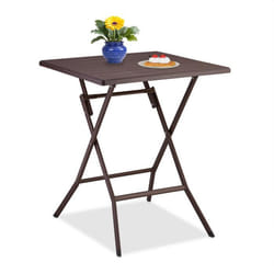 Relaxdays table de jardin pliante HxLxP : env. 73x62x62 cm pour balcon terrasse camping carrée marron