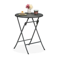 Relaxdays - Table de jardin pliante, 75 x 60 cm, aspect rotin, en plastique et acier, pour l'extérieur, grise