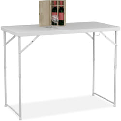 Relaxdays - Table de jardin pliante, réglable en hauteur, 74x120x60 cm, pour 6 personnes, acier et plastique, blanche