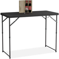 Relaxdays - Table de jardin pliante, réglable en hauteur, 74x120x60 cm, pour 6 personnes, acier et plastique, noire