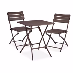 Profitez de soirées romantiques sur votre balcon avec cette table de jardin pliante accompagnée de 2 chaises. Grâce à ce set  ...