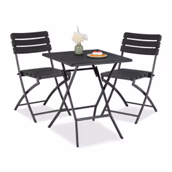 Profitez de soirées romantiques sur votre balcon avec cette table de jardin pliante accompagnée de 2 chaises. Grâce à ce set  ...
