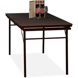 Relaxdays - Table de jardin extensible et pliante, largeur : 166-215 cm, plastique et acier, 8 personnes, marron