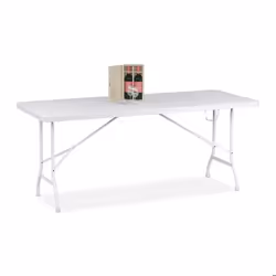 Relaxdays table de jardin pliante 73 x 180 x 74 cm plastique et acier résistante aux intempéries blanche