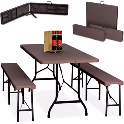 Profitez pleinement de vos moments en plein air avec cet ensemble de mobilier de jardin composé d'une table pliante et de deu ...