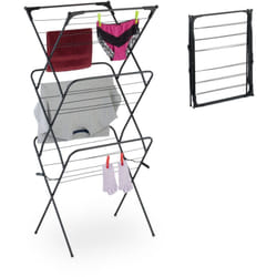 Relaxdays - Séchoir à linge pliable, 18 barres, 136x62x51 cm, intérieur, métal, étendoir à linge compact, noir