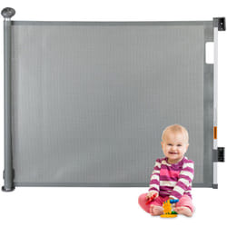 Barrière de sécurité extensible, ouverture 70-180 cm, perçage, protection enfants et chiens, grise - Relaxdays