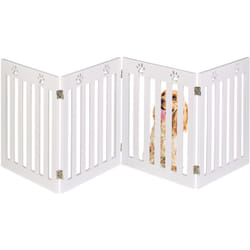 Relaxdays - Barrière de sécurité pour chiens, grille de protection, HxL : 60 x 204 cm, mdf, pliable, blanche