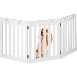 Relaxdays - Barrière de sécurité pour chiens, grille de protection, HxL : 60 x 153 cm, mdf, pliable, blanche