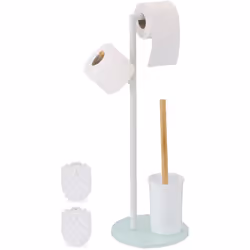 Avec ce serviteur WC chic, votre papier toilette et votre brosse WC sont toujours à portée de main ! Que vous souhaitiez l’in ...