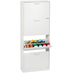Meuble à chaussures, hlp : 152x60x24 cm, pour 24 paires, armoire étroite, mécanisme de bascule, entrée, blanc - Relaxdays
