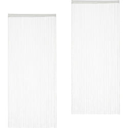Relaxdays - Rideau de fil, lot de 2, peut être raccourci, passage pour tringle, 90 x 245 cm, diff. tailles, blanc