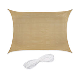 Relaxdays - Voile d'ombrage rectangulaire, 2 x 4 m, toile ombrage, tissu pe-hd, avec tendeurs, beige
