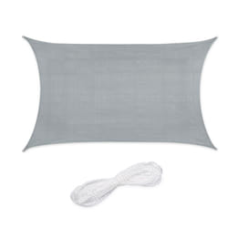 Relaxdays - Voile d'ombrage rectangulaire, 2 x 3 m, toile ombrage, tissu pe-hd, avec tendeurs, gris clair
