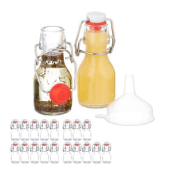 Relaxdays Mini bouteilles en verre lot de 20 petites fioles à remplir 50 ml fermeture à étrier transparent