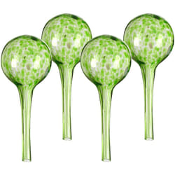 Relaxdays Bulle d’arrosage pour vos plantes, en lot pratique de 4, en verre, H x D : 15 x 6 cm, verte