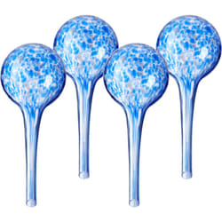 Relaxdays - Bulle d'arrosage pour vos plantes, en lot pratique de 4, en verre, h x d : 15 x 6 cm, bleue