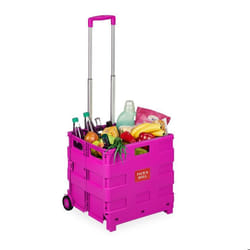 Chariot de courses pliable - Relaxdays - Rose - 2 roues - Poignée télescopique - Charge 35 kg