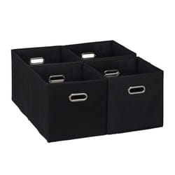 Relaxdays Lot de 4 boîtes de rangement caisses pliables HxLxP : 30x30x30 cm poignées panières pour étagère noir