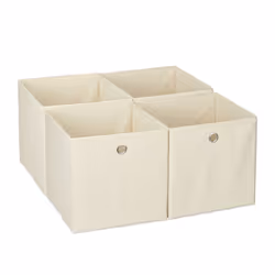 Relaxdays Bac de rangement lot 4 corbeille pliable trou pratique H x L x P : 30 x 30 x 30 cm pour étagère beige