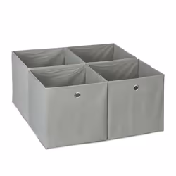 Relaxdays Bac de rangement lot 4 corbeille pliable trou pratique H x L x P : 30 x 30 x 30 cm pour étagère gris
