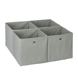 Relaxdays Bac de rangement lot 4 corbeille pliable trou pratique H x L x P : 30 x 30 x 30 cm pour étagère gris
