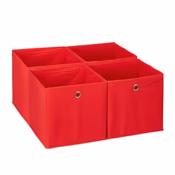 Relaxdays Bac de rangement lot 4 corbeille pliable trou pratique H x L x P : 30 x 30 x 30 cm pour étagère rouge