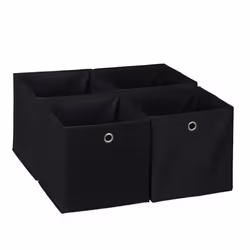 Relaxdays Bac de rangement lot 4 corbeille pliable trou pratique H x L x P : 30 x 30 x 30 cm pour étagère noir