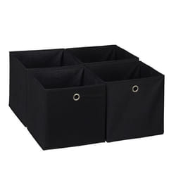 Relaxdays Bac de rangement lot 4 corbeille pliable trou pratique H x L x P : 30 x 30 x 30 cm pour étagère noir