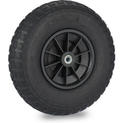 Relaxdays - Roue de brouette 4.00-6, caoutchouc, jante en plastique, rechange pour chariot, robuste, jusqu'à 100 kg, noir
