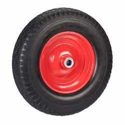 Relaxdays Roue de brouette 4.00-8 en caoutchouc jante acier robuste charge max. de 100 kg noir - rouge