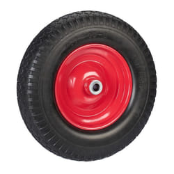 Relaxdays Roue de brouette 4.00-8 en caoutchouc jante acier robuste charge max. de 100 kg noir - rouge
