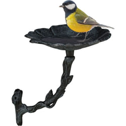 Relaxdays - Abreuvoir à oiseaux suspendu, en fonte, résistant au gel et pluie, style rétro et motif à fleur, vert