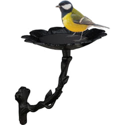 Relaxdays - Abreuvoir à oiseaux suspendu, en fonte, résistant au gel et pluie, style rétro et motif à fleur, noir