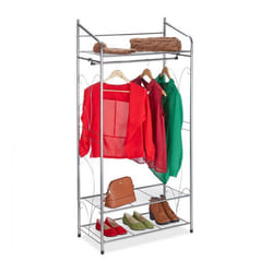 Relaxdays Penderie métal garde-robe porte-manteau HxLxP : 161 x 78 x 36 cm 3 étagères & tringle à vêtements argenté