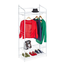 Relaxdays Penderie métal garde-robe porte-manteau HxLxP : 161 x 78 x 36 cm 3 étagères & tringle à vêtements blanc
