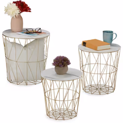 Ce lot de 3 table basses modernes et décoratives s’intégrera parfaitement dans votre intérieur. Les trois tailles forment un  ...