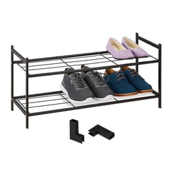 Relaxdays Étagère à chaussures en métal 2 niveaux empilable porte-chaussures HLP 335x70x26 cm pour 6 paires noir
