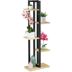 Relaxdays - tagère à plantes, escalier fleurs, 5 niveaux, hlp 117 x 43 x 22 cm, acier mdf, support intérieur, brun clair