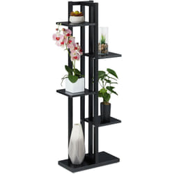 Relaxdays - tagère à plantes, escalier fleurs, 5 niveaux, hlp 117 x 43 x 22 cm, acier mdf, support intérieur, noir