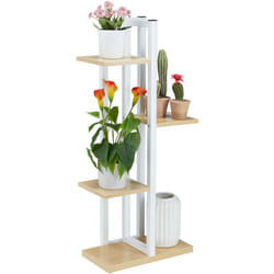 Relaxdays - tagère à plantes, escalier fleurs, 4 niveaux, hlp 93x42,5x22,5 cm, aspect bois, marron clair