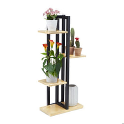 Relaxdays Étagère à plantes escalier fleurs 4 niveaux HLP 93x425x225 cm métal support intérieur marron clair