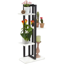 Relaxdays - tagère à plantes, escalier fleurs, 4 niveaux, hlp 93x42,5x22,5 cm, métal, support intérieur, blanc