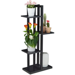 Relaxdays - tagère à plantes, escalier fleurs, 4 niveaux, hlp 93x42,5x22,5 cm, métal, support intérieur, noir
