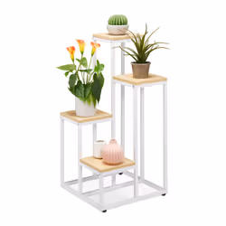 Relaxdays 10038800, Support de pots, Panneaux MDF, Acier, Blanc, Bois, Intérieure, 4 étagères, 400 mm
