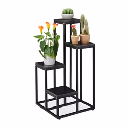 Relaxdays 10038796, Support de pots, Panneaux MDF, Acier, Noir, Intérieure, 4 étagères, 400 mm