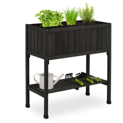 Relaxdays - Porte-pot de fleurs, plastique, étagère, HxLxP : 80x74x38 cm, balcon et terrasse, jardinière, sapin, noir
