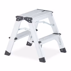 Relaxdays Escabeau pliable alu et plastique charge max. 120 kg utilisable des 2 côtés 2 marches argenté/noir