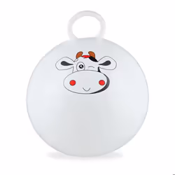 Relaxdays Ballon sauteur enfants motif vache poignée diamètre 45 cm intérieur et extérieur jusqu’à 150 kg blanc