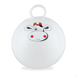 Relaxdays Ballon sauteur enfants motif vache poignée diamètre 45 cm intérieur et extérieur jusqu’à 150 kg blanc
